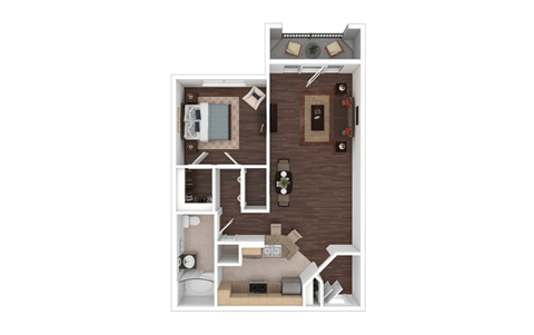 Floor plan for 1 bed, 1 bath, 808 sqft
